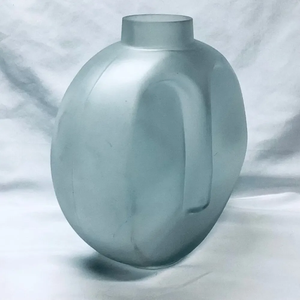 White Contemporary Frosted Glass Face Sculpture Vase